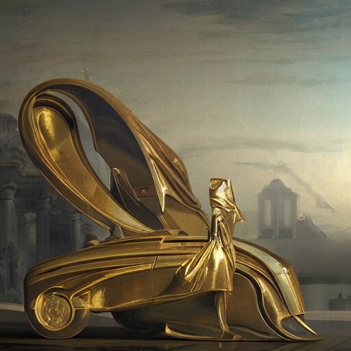 sci-fi car dynamic organic forms structure car and wall structure in the coronation of napoleon painting by Jacques-Louis David ceramic metal material shiny gloss water reflections search pinterest keyshot product render 4k