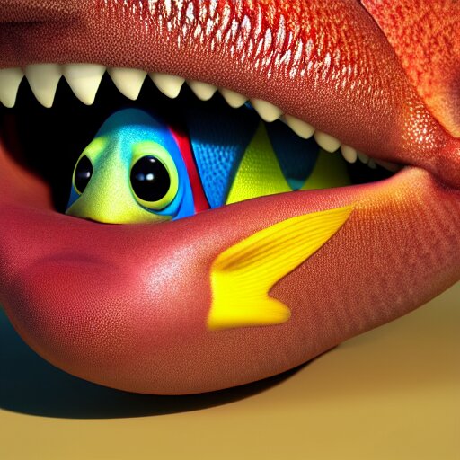 fish with big lips ; pixar, octane render, ultra hd 