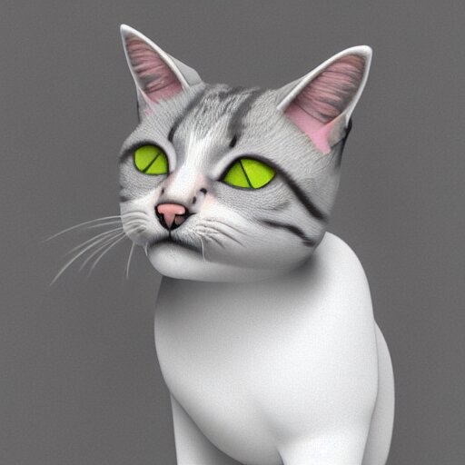 low poly render of a cat on a white background isometric 3D Utra HD