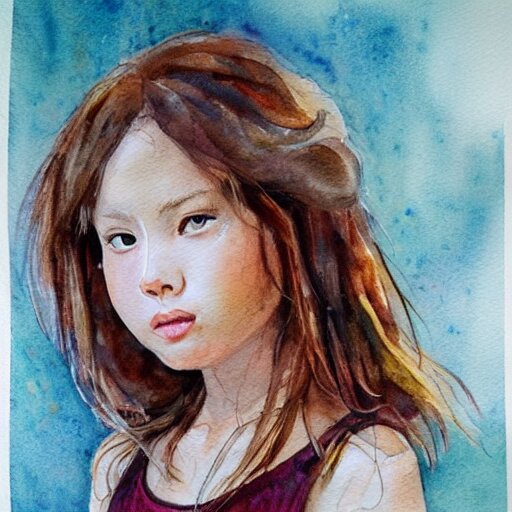 watercolor art on paper, leo girl portrait, highly detailed, artstation, masterpiece, award - winning 