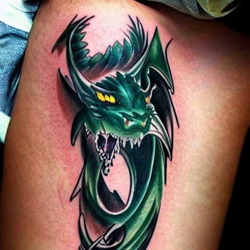 simple anime manga full color dragon!! Emerald and obsidian dragon, forearm tattoo, tattoo