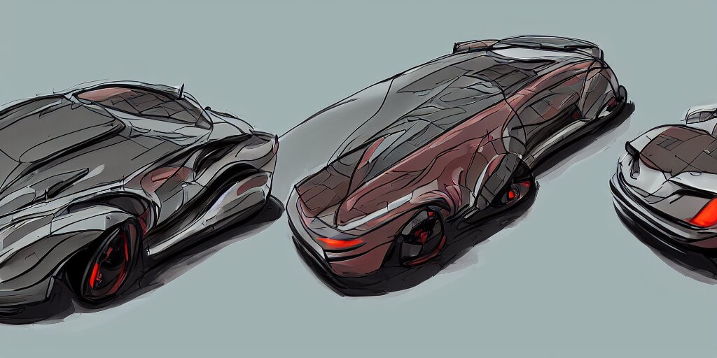 mashup concept of two cars as one. No background, concept art style.