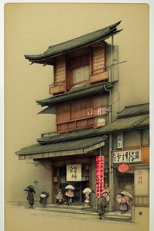 (((((1950s japanese city . muted colors.))))) by Jean-Baptiste Monge !!!!!!!!!!!!!!!!!!!!!!!!!!!