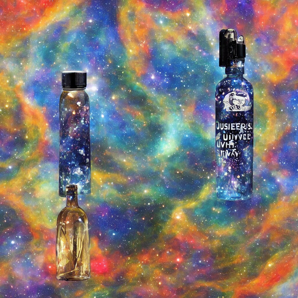 the universe contained within a bottle, in a style of midjourney 