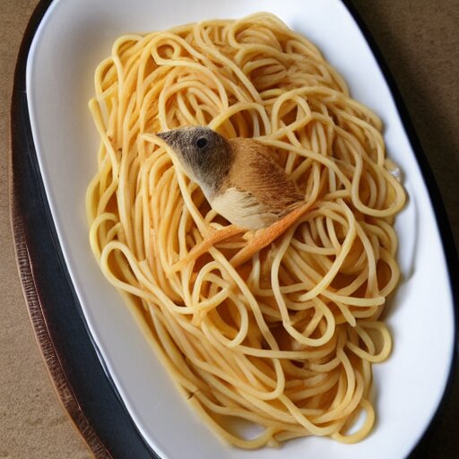 spaghetti in the shape of a bird 