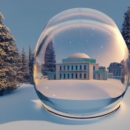 a snow globe with a soviet apartemnt building in it, a computer rendering by leandro erlich, trending on cgsociety, retrofuturism, tesseract, isometric, physically based rendering 