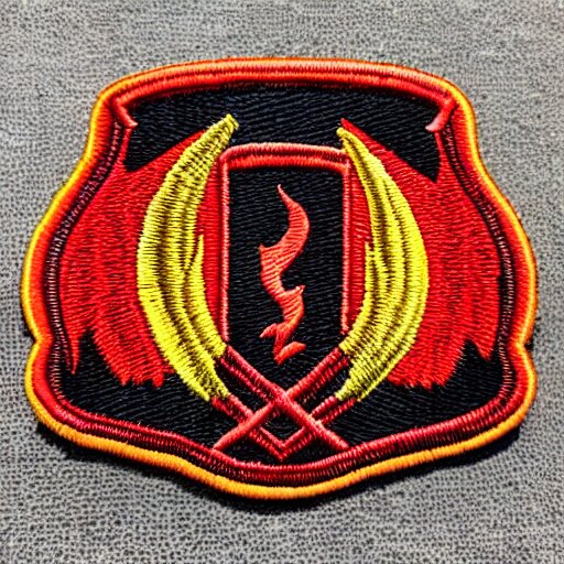 fire station flame embroidered patch retro design 