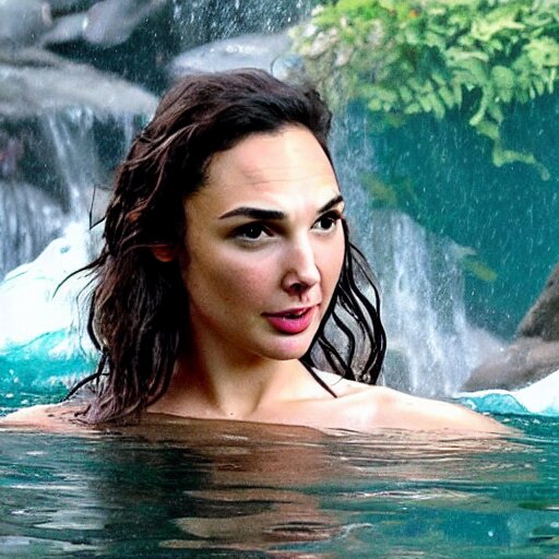 Lexica - Gal gadot in a bikini under a waterfall, wet hair