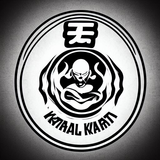 a logo about martial arts, karate, kung-fu, vectorial, black and white, highly detailed, symmetric