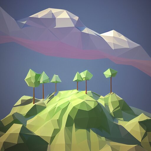 low poly landscape of magical world, digital render 