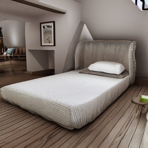 cute cozy bed. 3 d. 8 k. 4 k. uhd. miniature digital asset. symmetrical. 