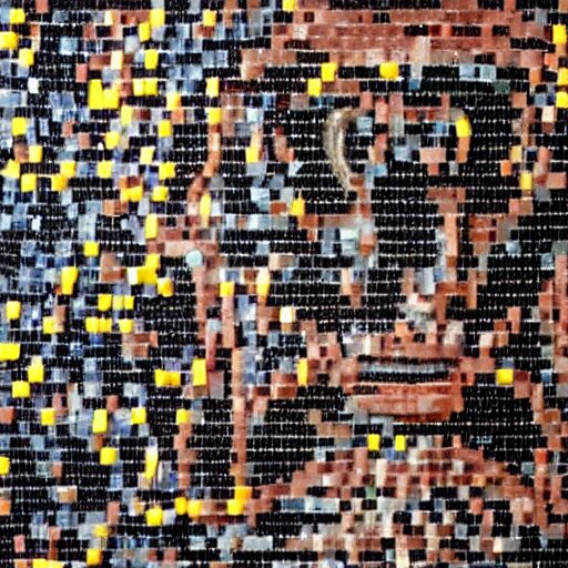 a portrait of iron man, made of a lot of nespresso capsules, mosaic 