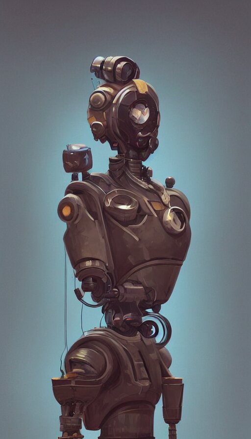 a dieselpunk robot, portrait, humanoid, sharp focus, james gilleard, cinematic, game art, extremely detailed digital painting 