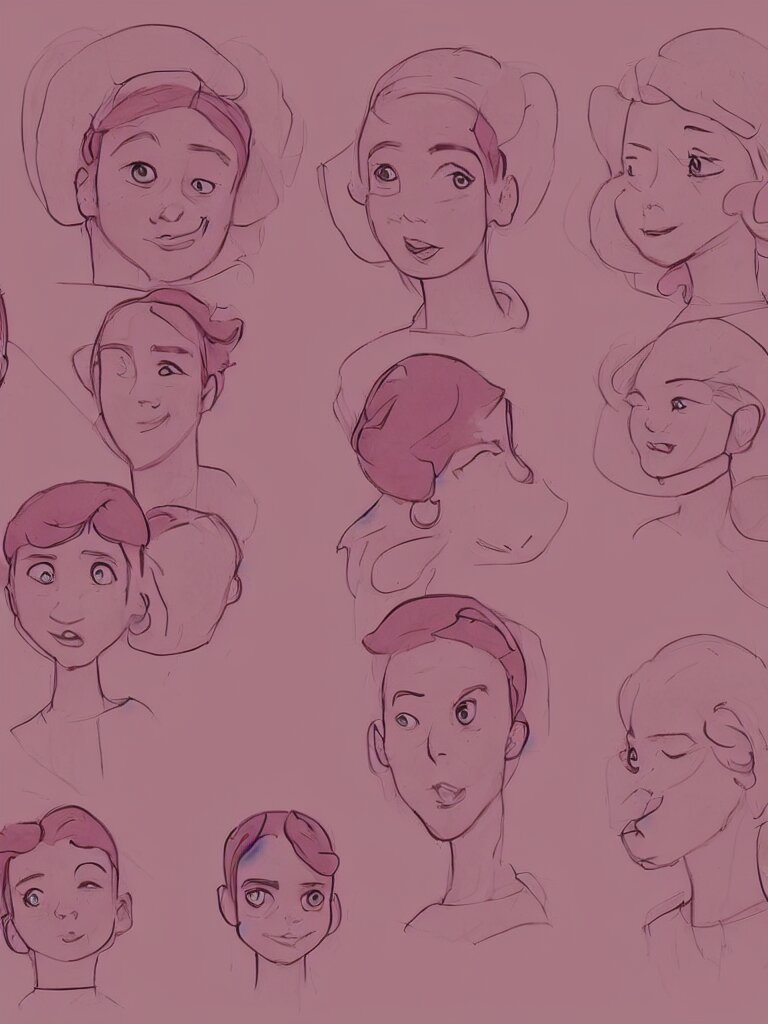 pink faces filling the page by disney concept artists, blunt borders, golden ratio, beautiful light 