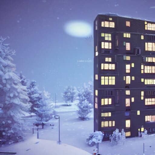 a snow globe with a soviet apartment building in it, a computer rendering by leandro erlich, diorama, trending on cgsociety, retrofuturism, tesseract, isometric, physically based rendering 