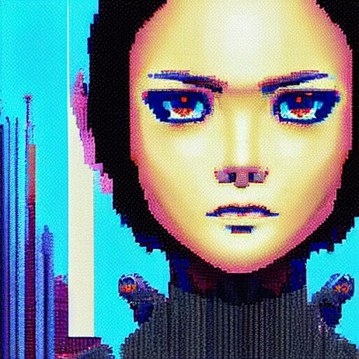 portrait Anime cyborg girl, cyberpunk, cute-fine-face,, Stable Diffusion