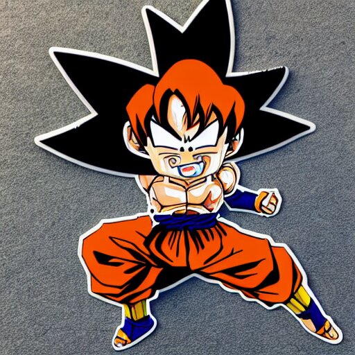 die cut sticker, goku with a strawhat, splatter paint 