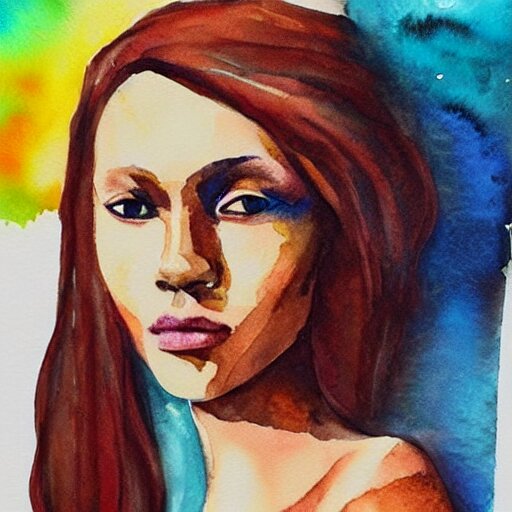 watercolor art on paper, aquarius girl portrait, highly detailed, artstation, masterpiece, award - winning 