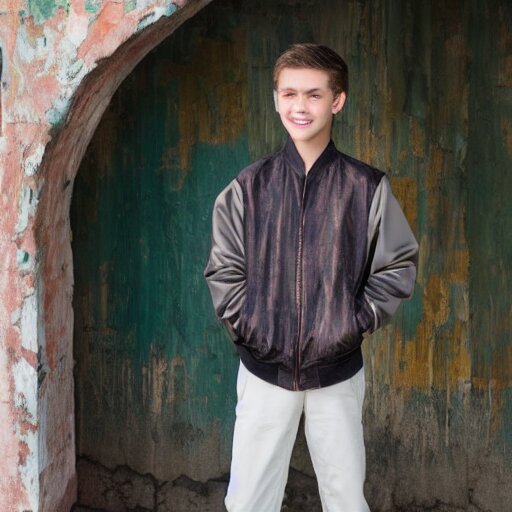 teenage Caucasian boy modeling malacca sultanate jacket