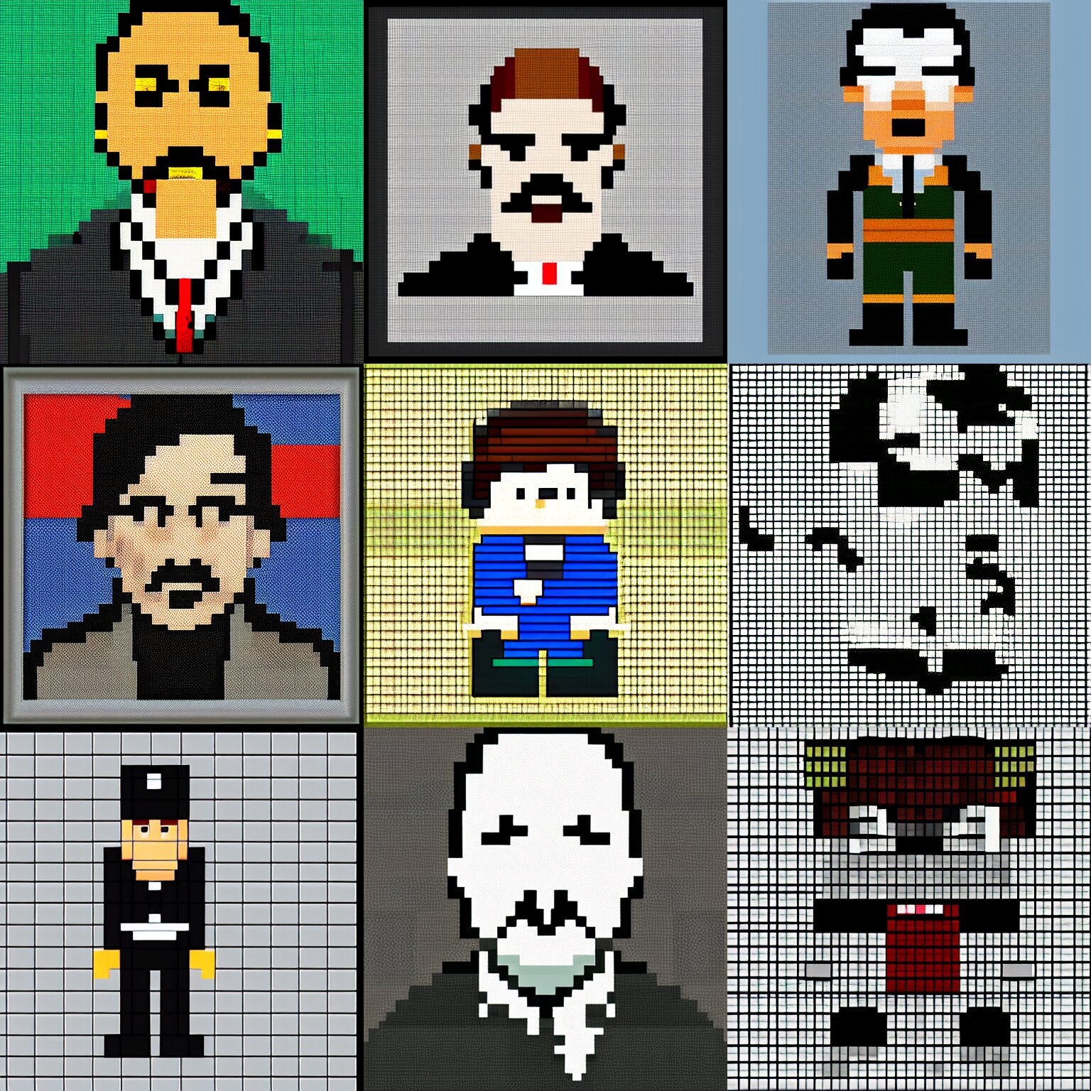 hitler pixel art, trending on art station