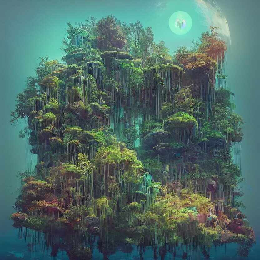 the submerging wisdom in the ecosystem acrylic painting  by Beeple and CGSociety