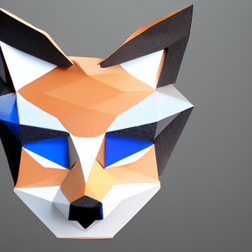 a young blue-eyed blonde woman wearing a lowpoly fox mask made of transparent glass, looking sideways seductively