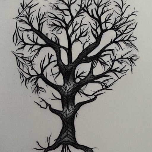 tattoo sketch of Tree, high detail