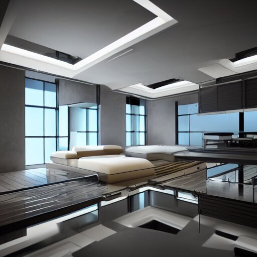 futuristic interior design architecture light, archviz