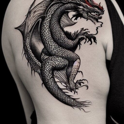 The most beautiful dragon tattoo art ever made on the human body, high detail,