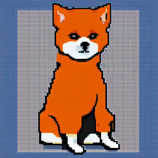 a shiba inu wearing an orange hoodie, pixel art 