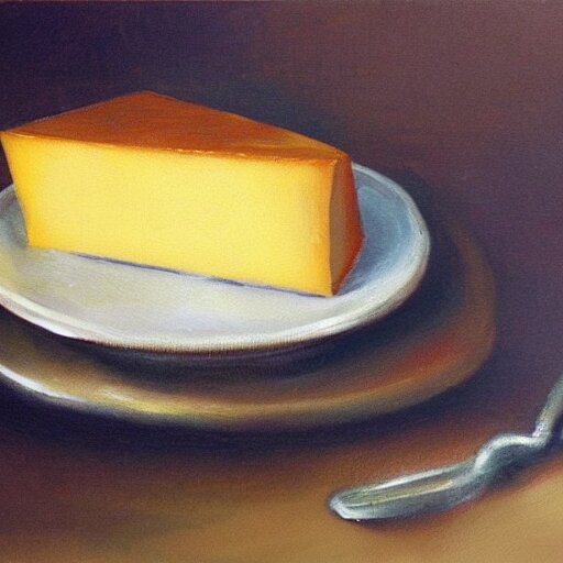 beautiful oil painting of gouda cheese 