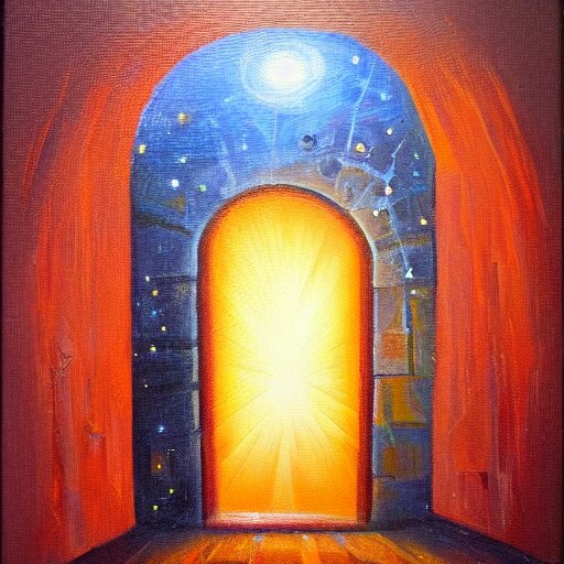 a doorway to another universe, oil painting 