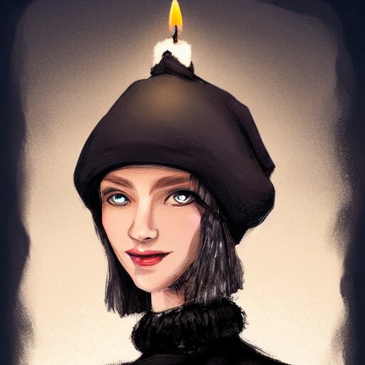 an adventurer wearing a black night cap with a pom pom at the end, holding a candle, portrait, d & d, science fiction, concept art, matte, sharp focus, illustration, concept art, jason chan 