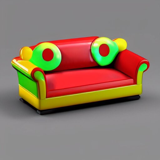 ( 2 0 0 4 - 2 0 0 7 ) isometric candy sofa, sculpted, 3 d render, in the style of yoworld, vmk myvmk, haunted mansion, artstation, white background, zoomed out view by miha rinne 