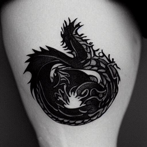 A dragon tattoo, minimalistic, simplistic,