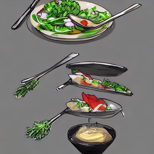 salad sponge dressing, Trending on Artstation, Hiroaki Tsutsumi style