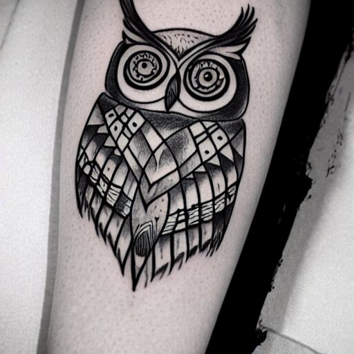 a tattoo sketch of an owl and a butterfly 