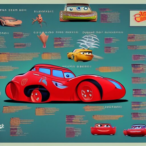 Disney Pixar's Cars biology anatomy chart study - Arthub.ai