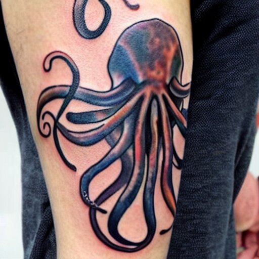 surreal octopus tattoo 