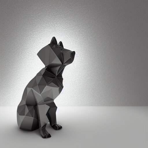 stainless steel dog, low-poly, 4k, studio lighting, cycles render