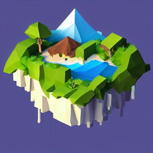 dream a floating island isometric art, low poly art, game art, artstation, 3D render, cgsociety