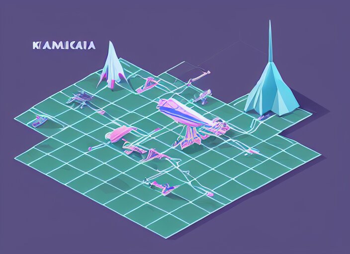 aliens visiting kamchatka isometric aerial lowpoly 