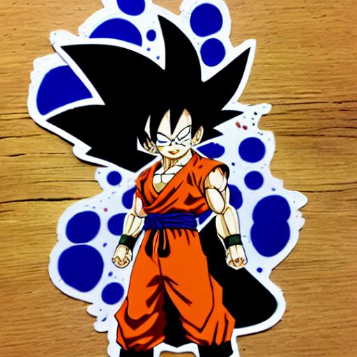 die cut sticker, goku one piece style, splatter paint 