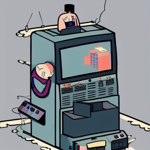 A giant computer with a 404 error code, by Emiliano Ponzi, by Chris Ware, neogeo, criterion collection, 2d game art