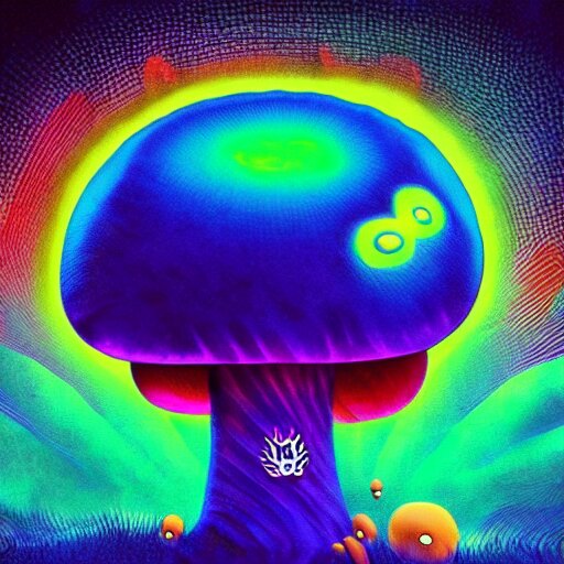 trippy mushroom, by justin guse and luke brown and justin bonnet, details, instagram digital, artstation 