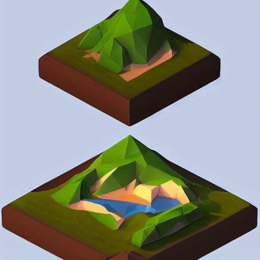 dream a floating island isometric art, low poly art, game art, artstation, 3D render, cgsociety