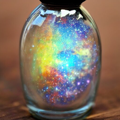 the galaxies and planets trapped inside a glass bottle 