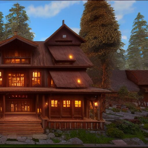 Peaceful wooden mansion, interior, unreal engine 5 tech demo, Asher Duran