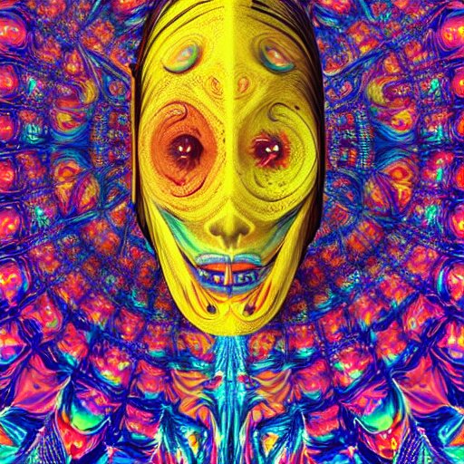 An extremely psychedelic portrait of a banana, surreal, LSD, fac ...