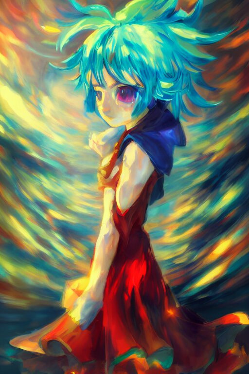 cirno from touhou, by ross tran, background by alena aenami, oil on canvas 